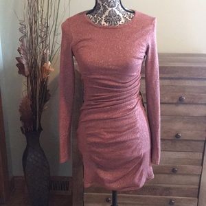 Ruched Crew Neck Sweater Dress